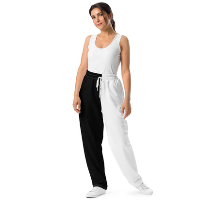Half Black Half White - Unisex Wide-Leg Joggers