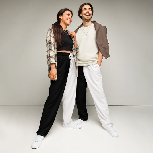 Half Black Half White - Unisex Wide-Leg Joggers