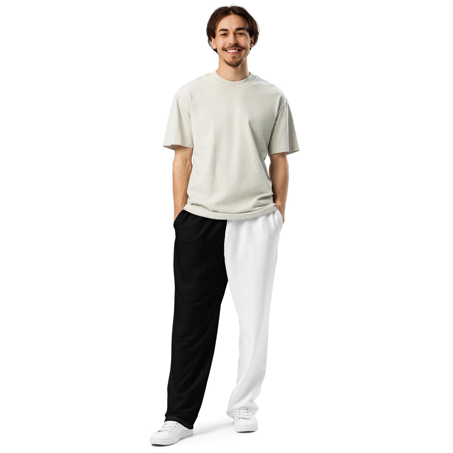 Half Black Half White - Unisex Wide-Leg Joggers