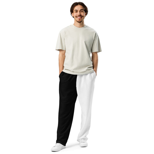 Half Black Half White - Unisex Wide-Leg Joggers