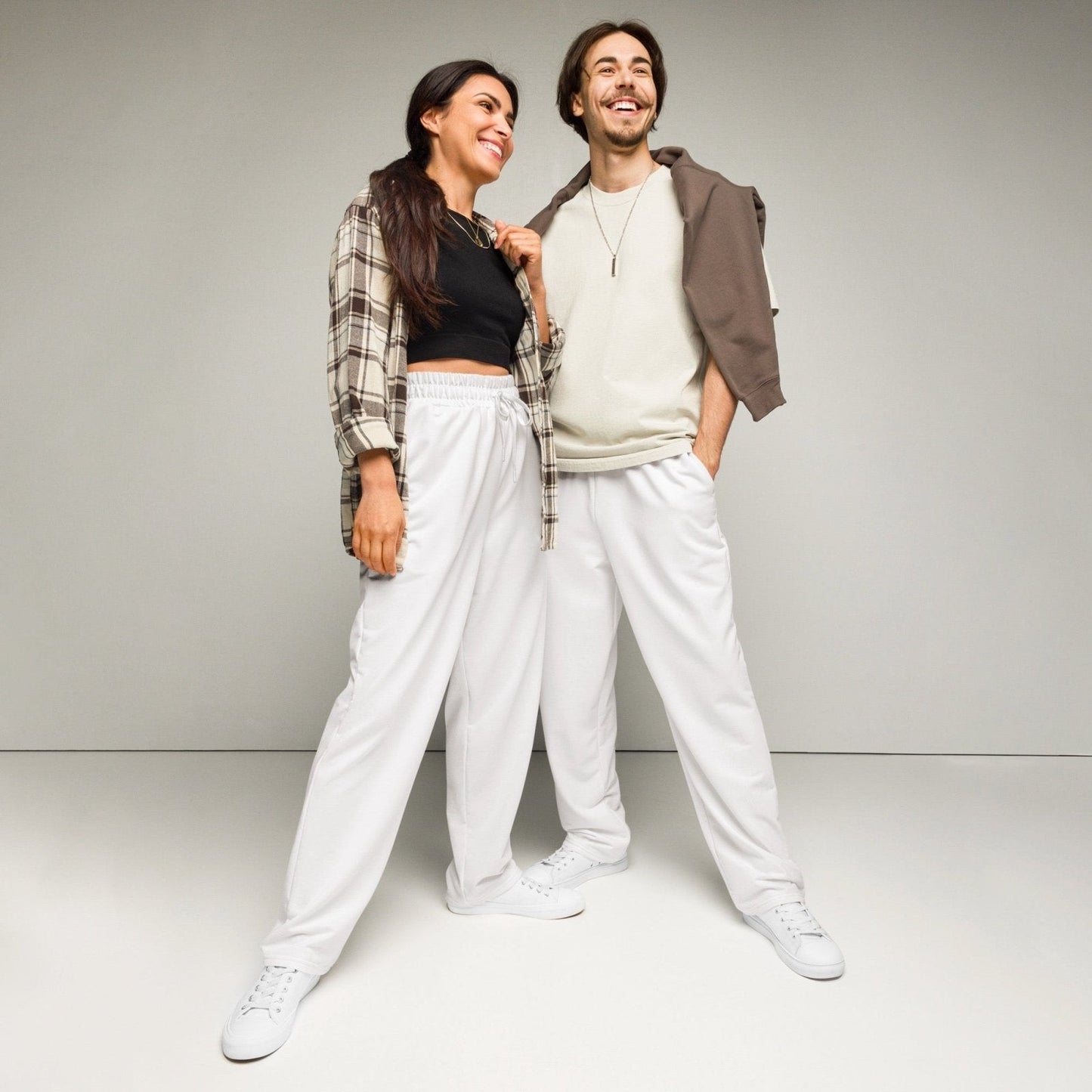 iSAW Unisex White Wide-Leg Joggers