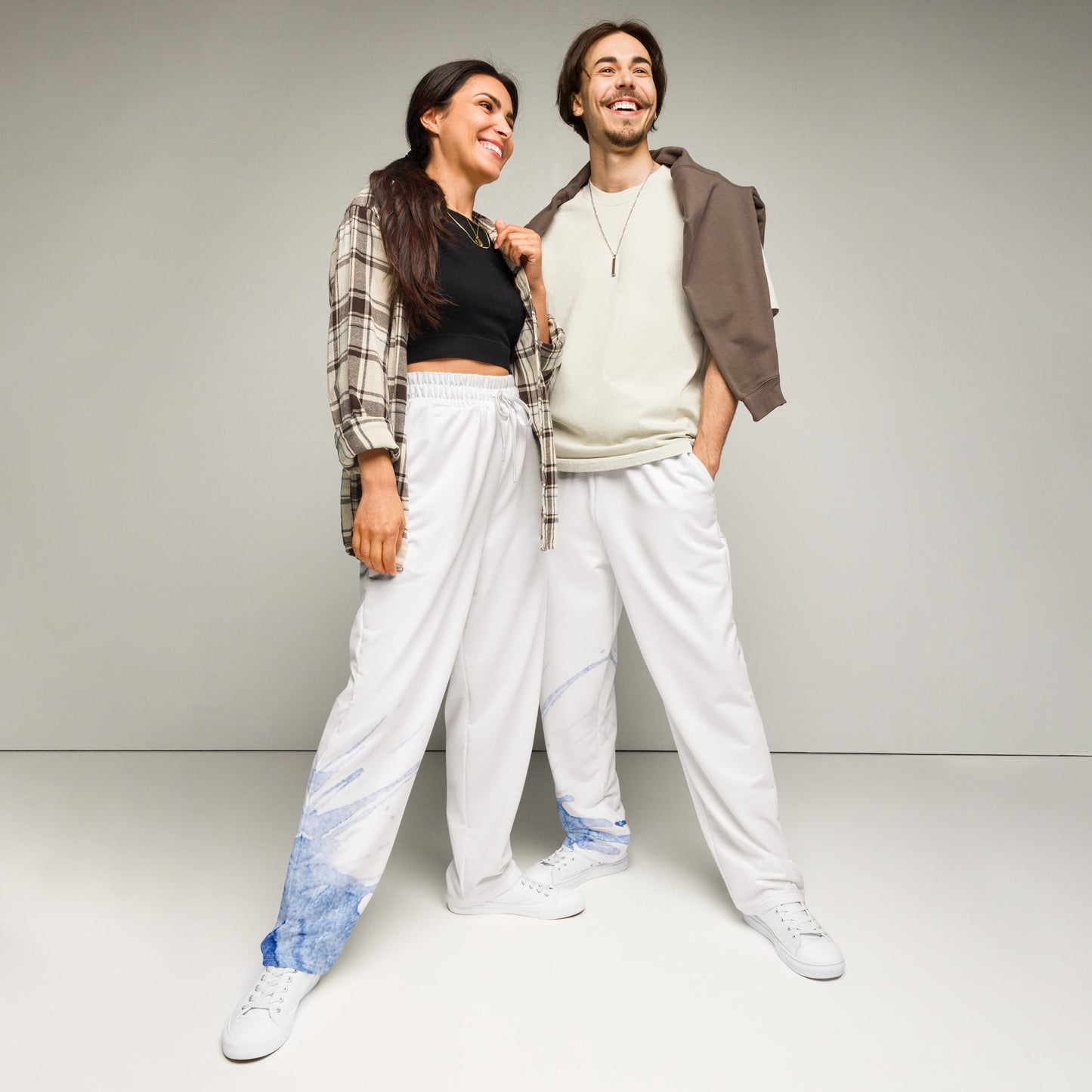 Watercolour Blue Splash - Unisex Wide-Leg Joggers