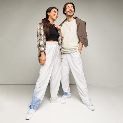 Watercolour Blue Splash - Unisex Wide-Leg Joggers
