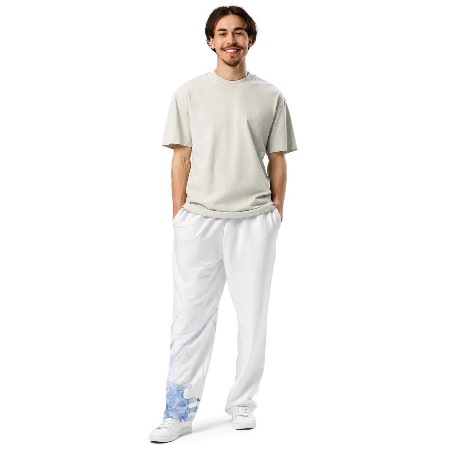 Watercolour Blue Splash - Unisex Wide-Leg Joggers