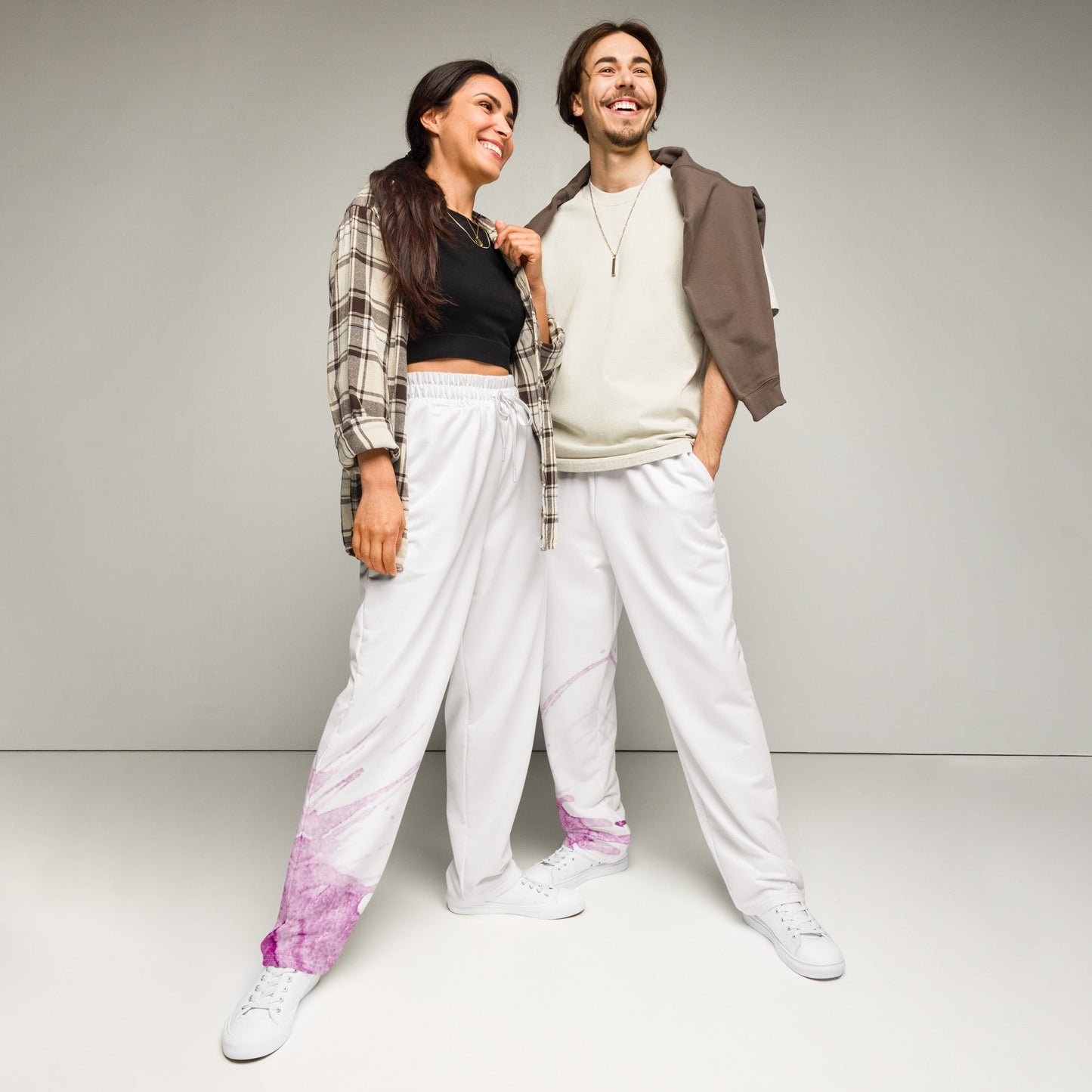 Watercolour Pink Splash - Unisex Wide-Leg Joggers