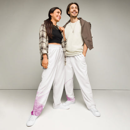 Watercolour Pink Splash - Unisex Wide-Leg Joggers