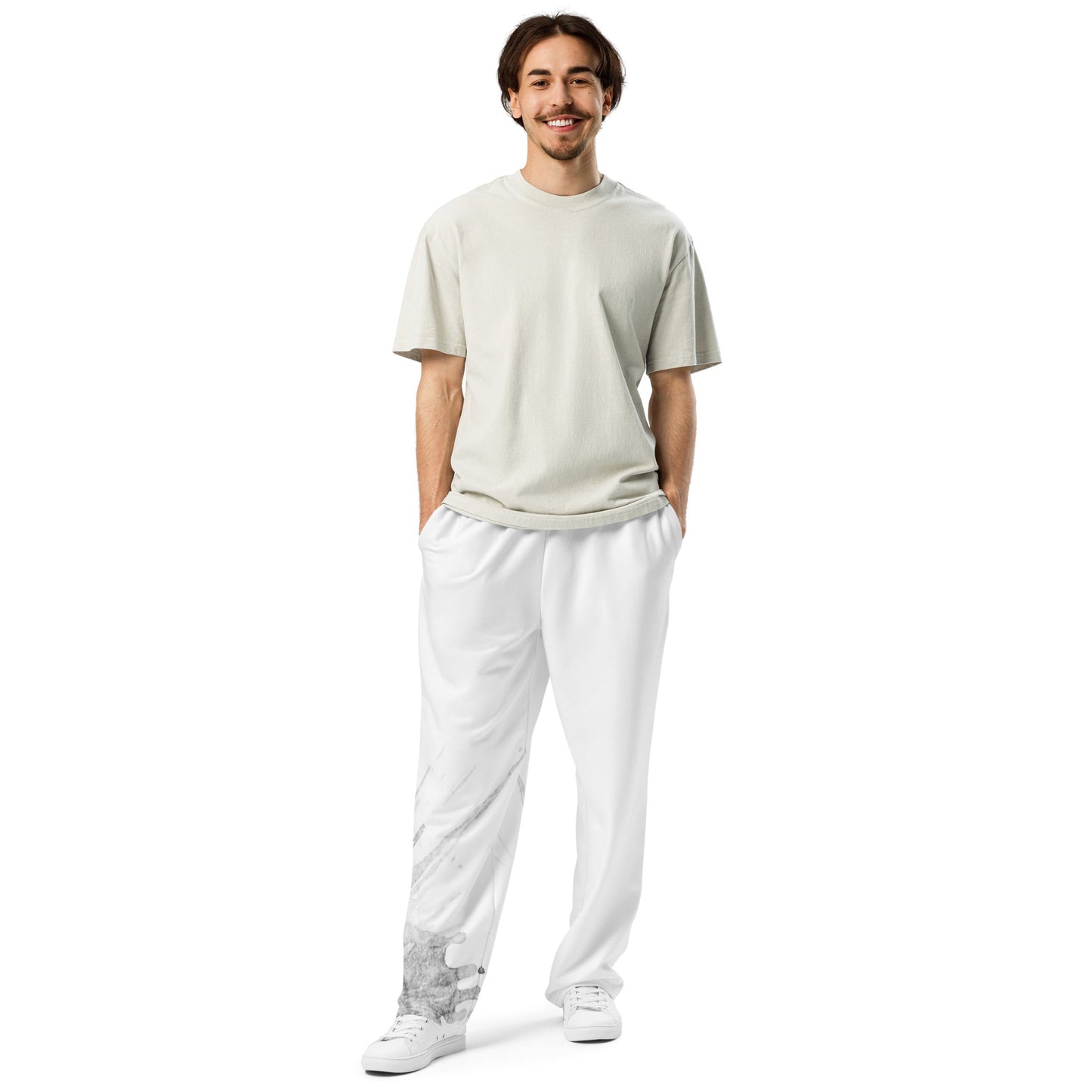 Watercolour Grey Splash - Unisex Wide-Leg Joggers