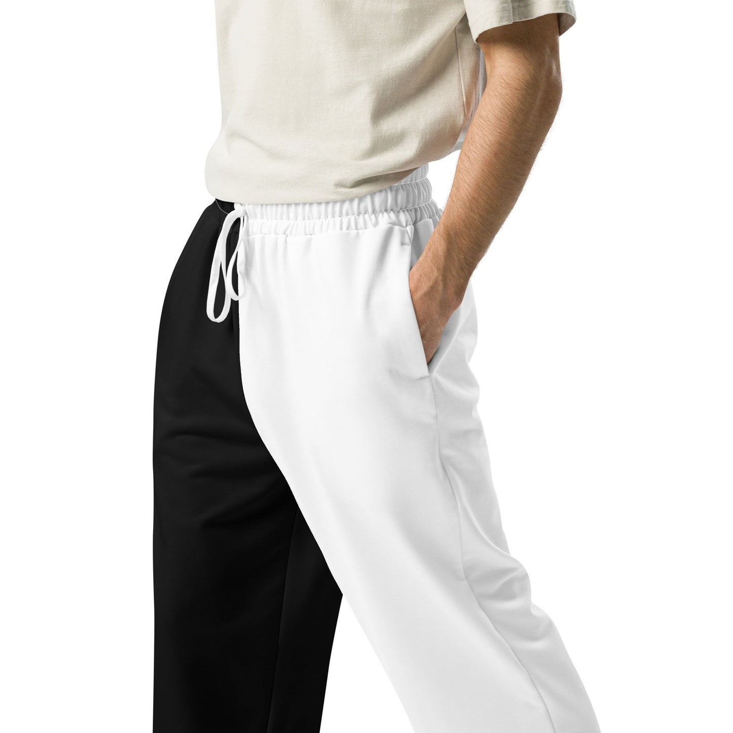 Half Black Half White - Unisex Wide-Leg Joggers