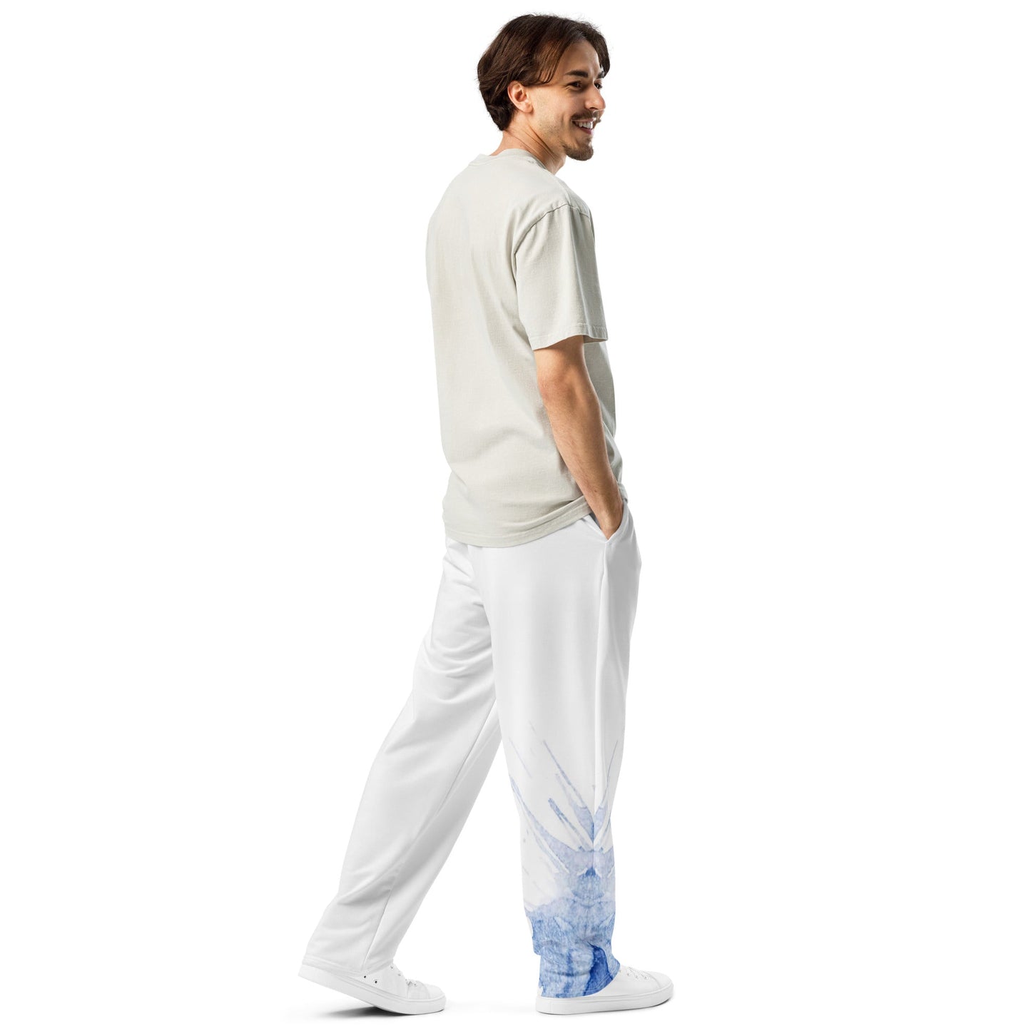 Watercolour Blue Splash - Unisex Wide-Leg Joggers