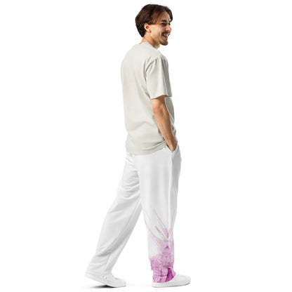 Watercolour Pink Splash - Unisex Wide-Leg Joggers