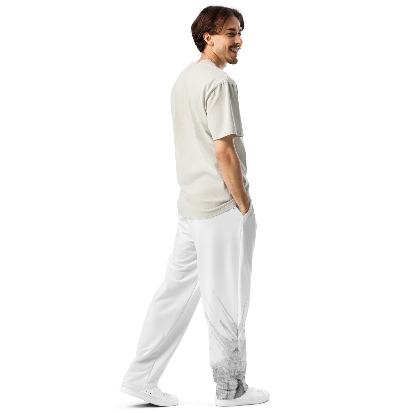 Watercolour Grey Splash - Unisex Wide-Leg Joggers
