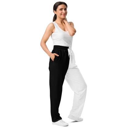 Half Black Half White - Unisex Wide-Leg Joggers