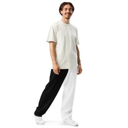Half Black Half White - Unisex Wide-Leg Joggers