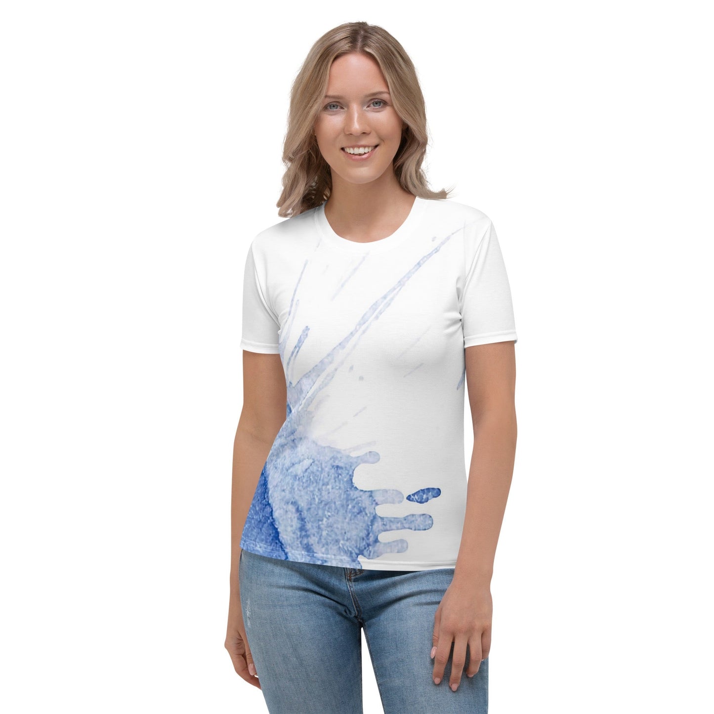 Watercolour Blue Splash - Womens T-Shirt