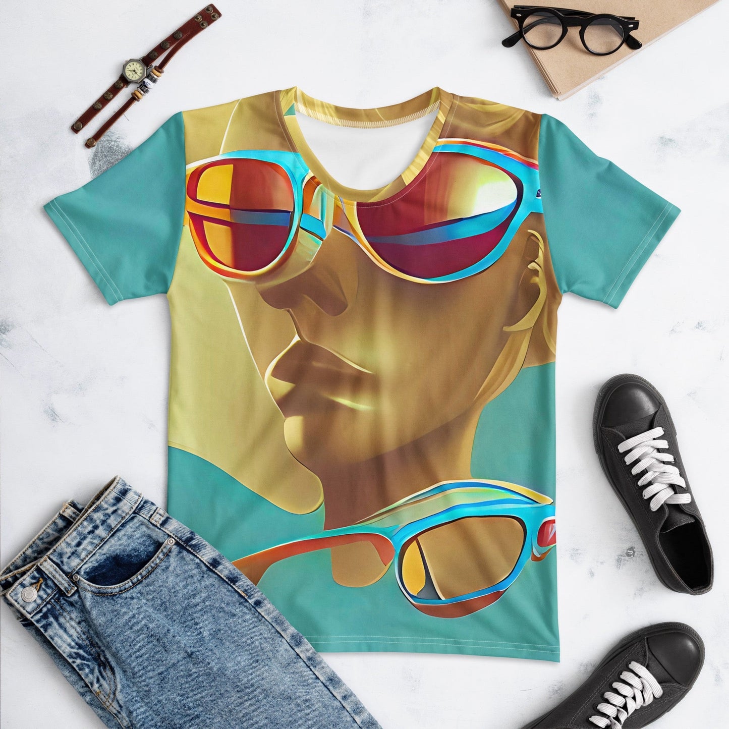 Retro Cool Blue - Womens T-Shirt