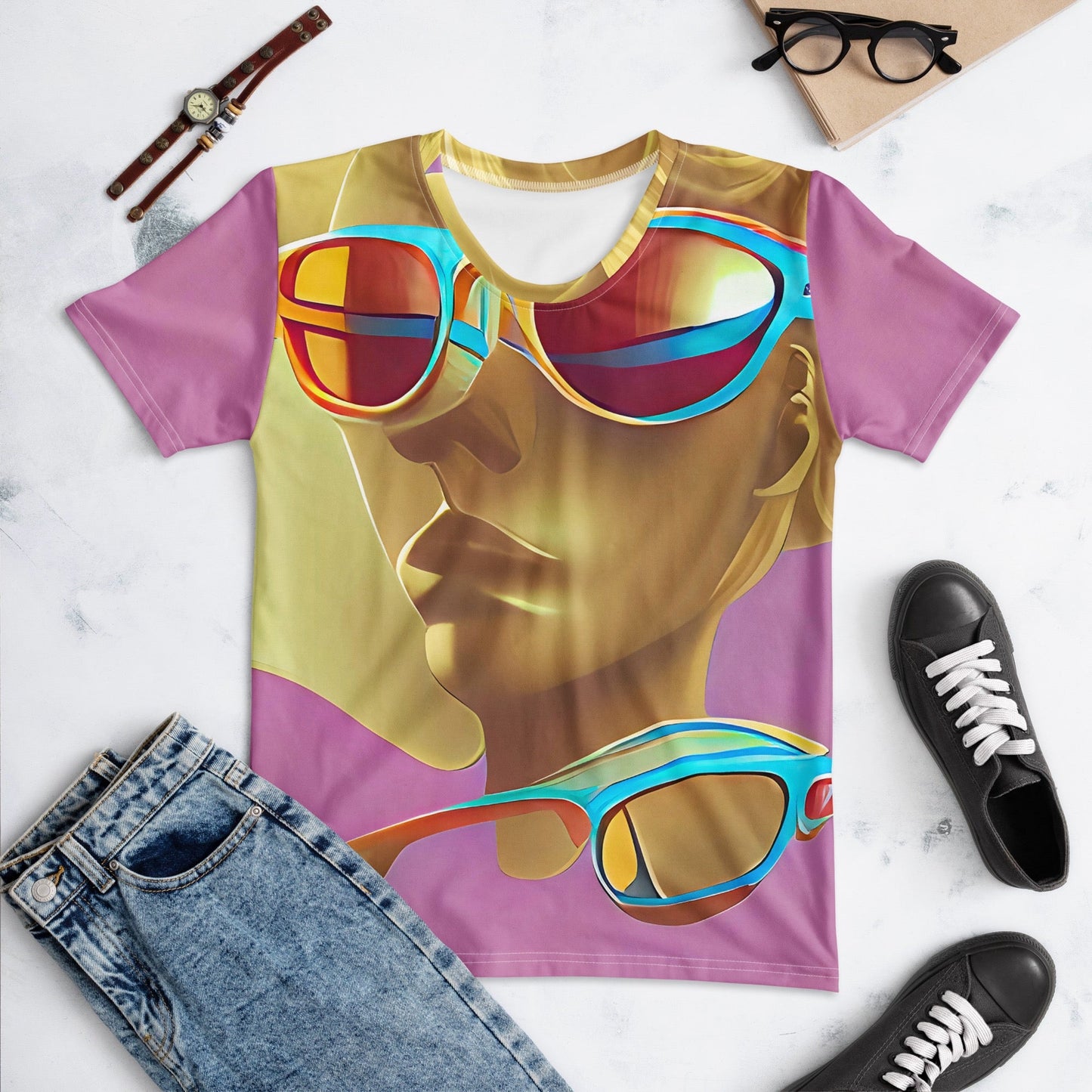 Retro Cool Pink - Womens T-Shirt