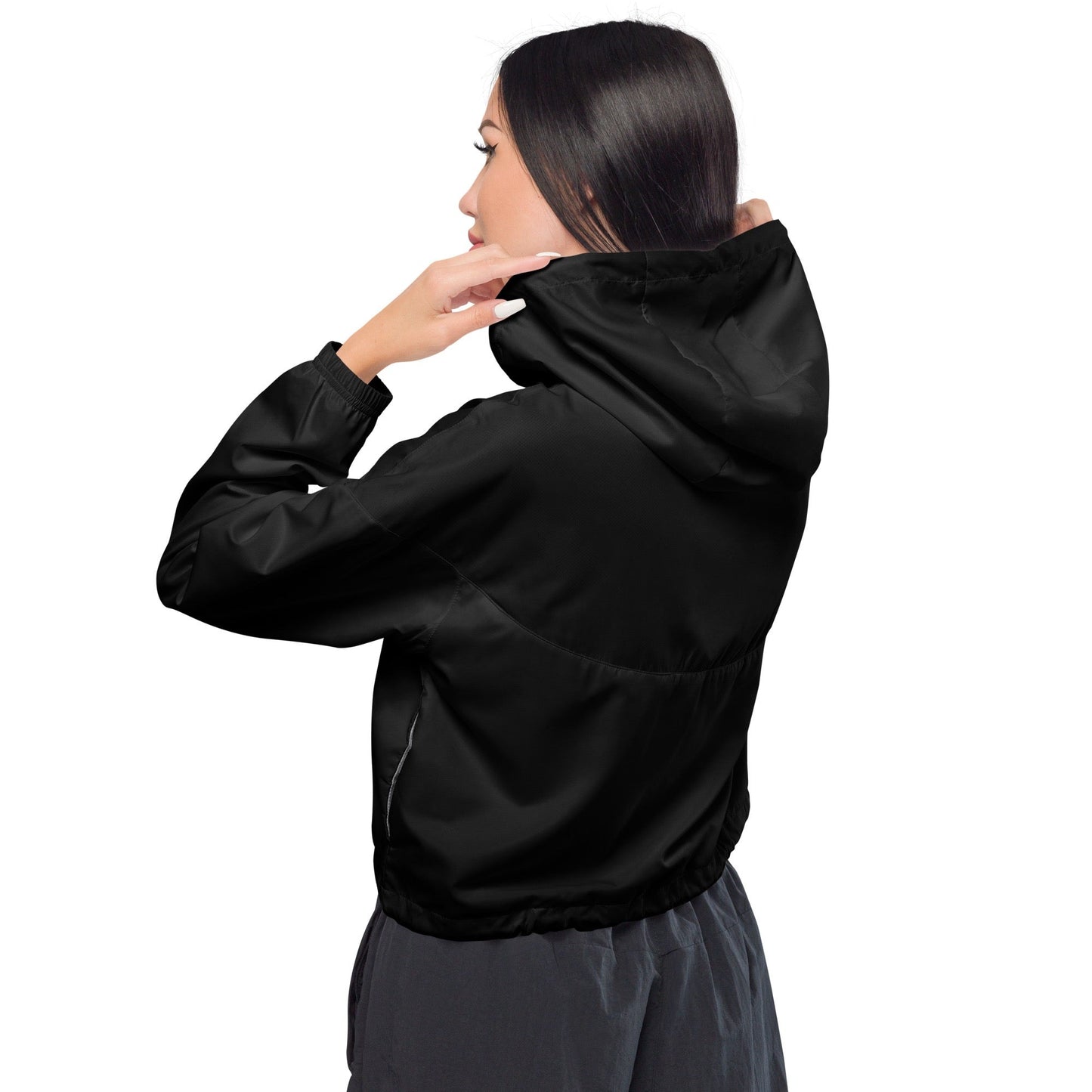 iSAW Womens Black Cropped Windbreaker