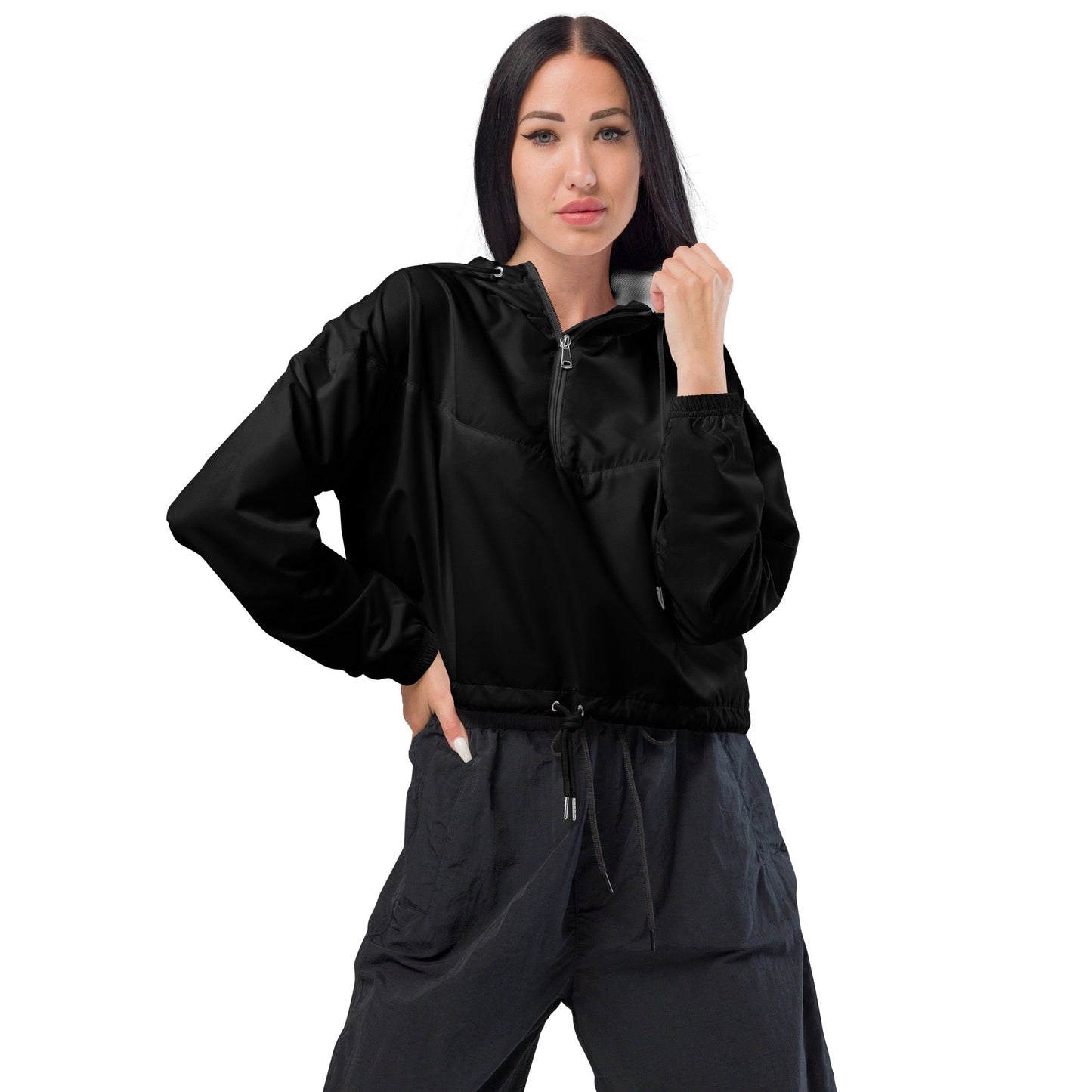 iSAW Womens Black Cropped Windbreaker