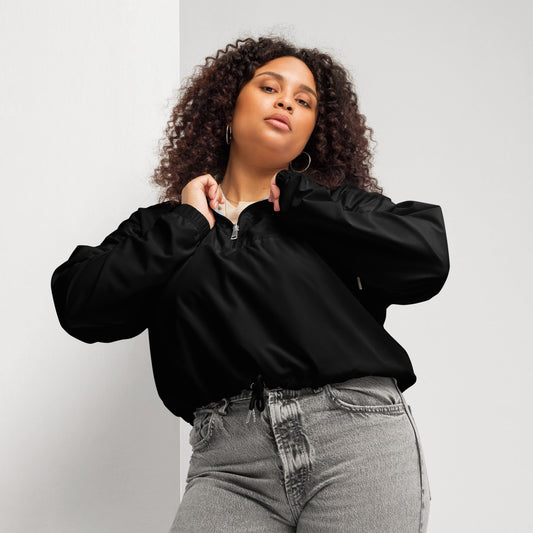 iSAW Womens Black Cropped Windbreaker