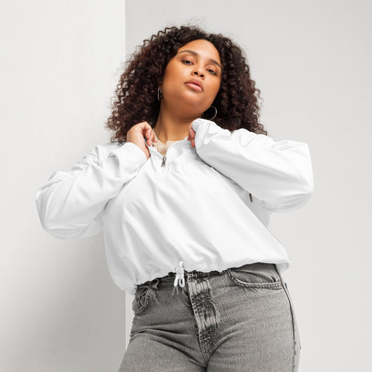 iSAW Womens White Cropped Windbreaker