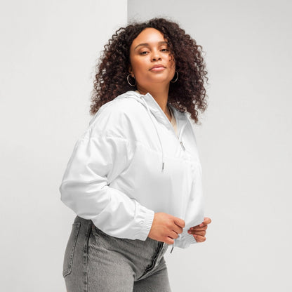 iSAW Womens White Cropped Windbreaker
