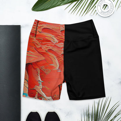 Half Black Half Hónghǎi - Womens Yoga Shorts
