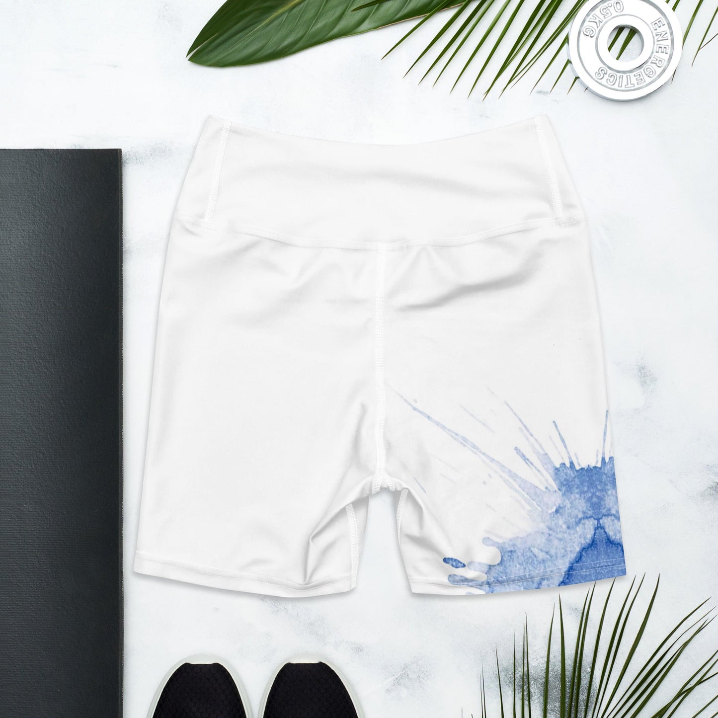 Watercolour Blue Splash - Womens Yoga Shorts