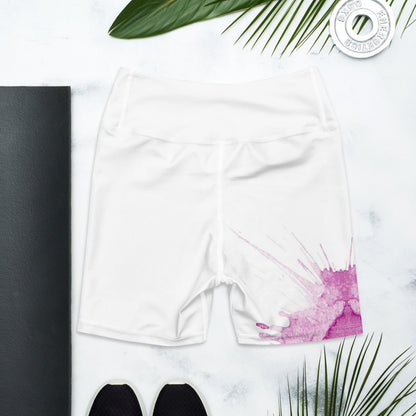 Watercolour Pink Splash - Womens Yoga Shorts
