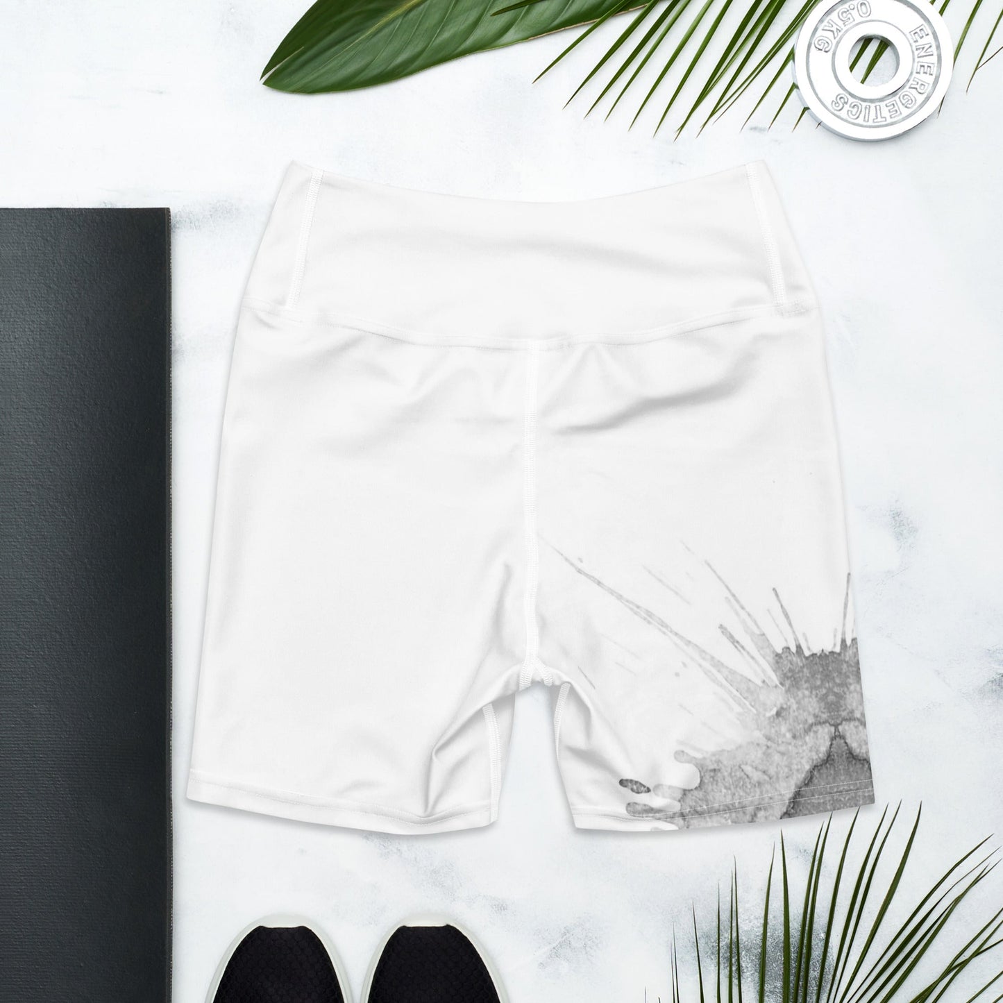 Watercolour Grey Splash - Womens Yoga Shorts
