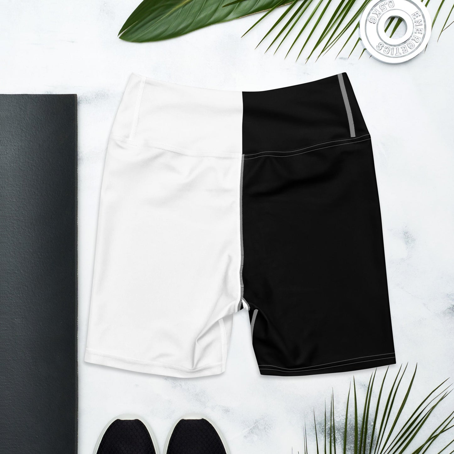 Half Black Half White - Womens Yoga Shorts