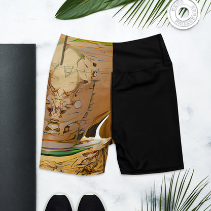Half Black Half Gāolàng - Womens Yoga Shorts
