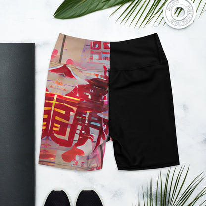 Half Black Half Báijiǔ - Womens Yoga Shorts