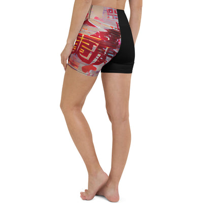 Half Black Half Báijiǔ - Womens Yoga Shorts