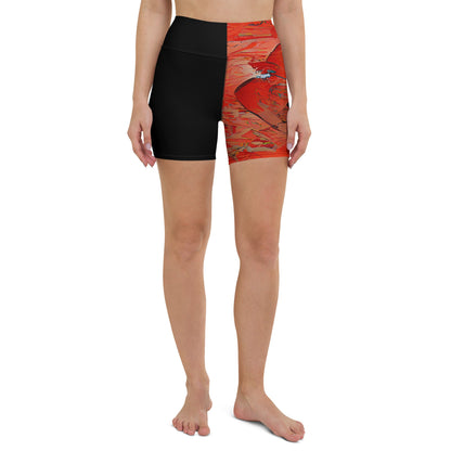Half Black Half Hónghǎi - Womens Yoga Shorts