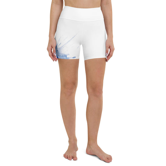 Watercolour Blue Splash - Womens Yoga Shorts
