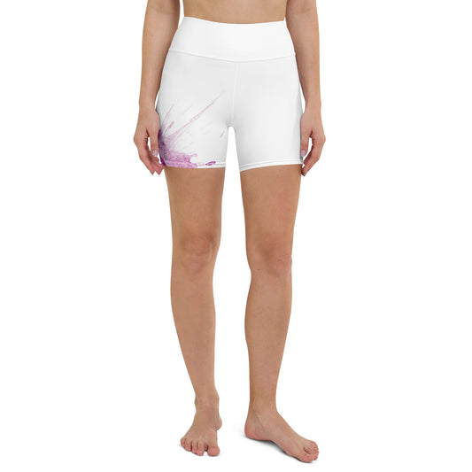 Watercolour Pink Splash - Womens Yoga Shorts