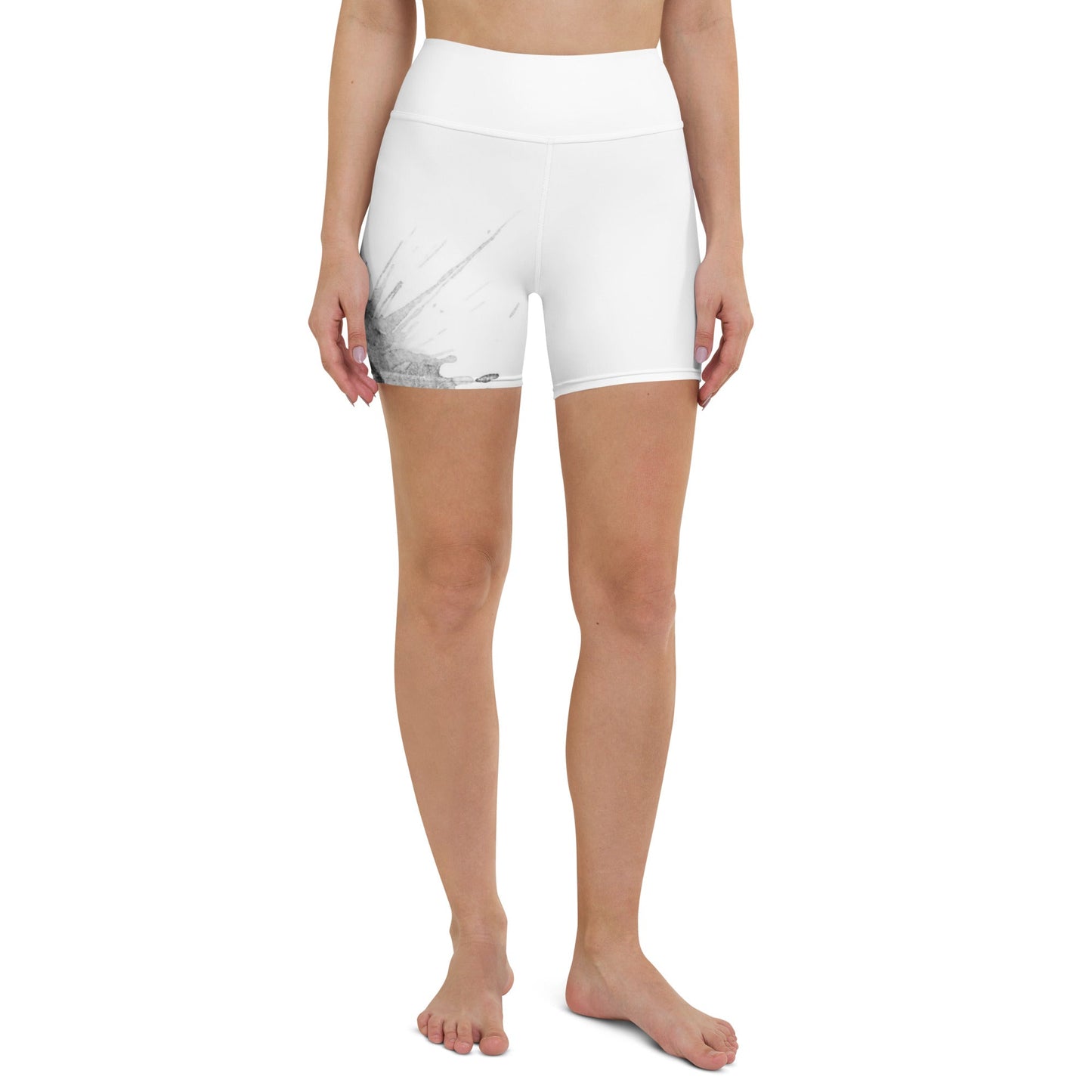 Watercolour Grey Splash - Womens Yoga Shorts