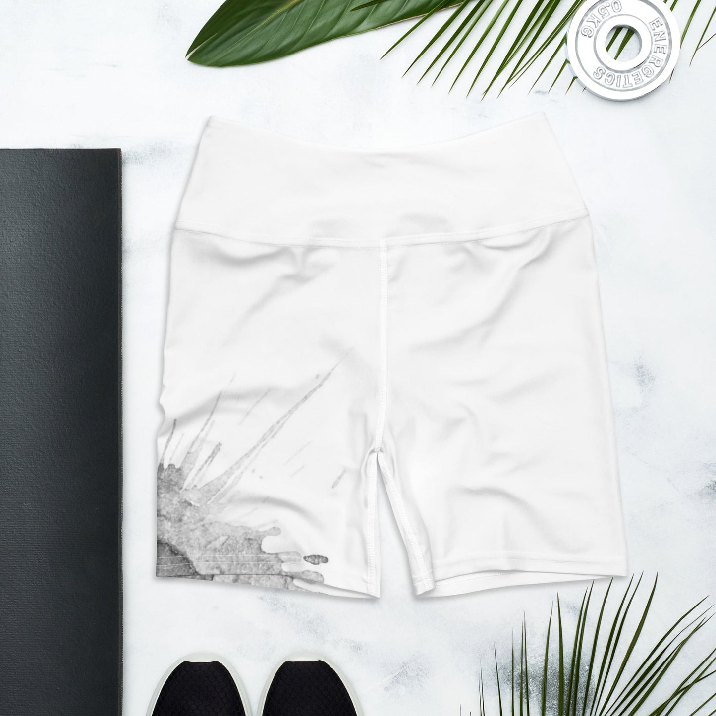 Watercolour Grey Splash - Womens Yoga Shorts
