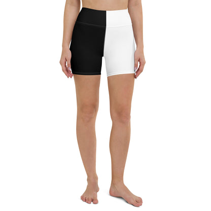 Half Black Half White - Womens Yoga Shorts