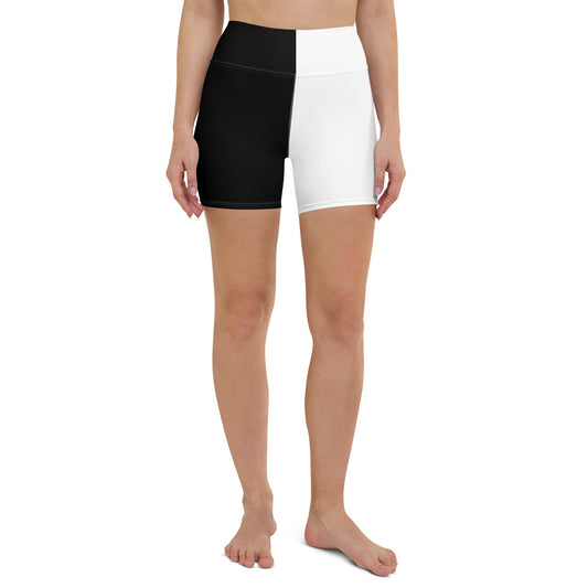 Half Black Half White - Womens Yoga Shorts