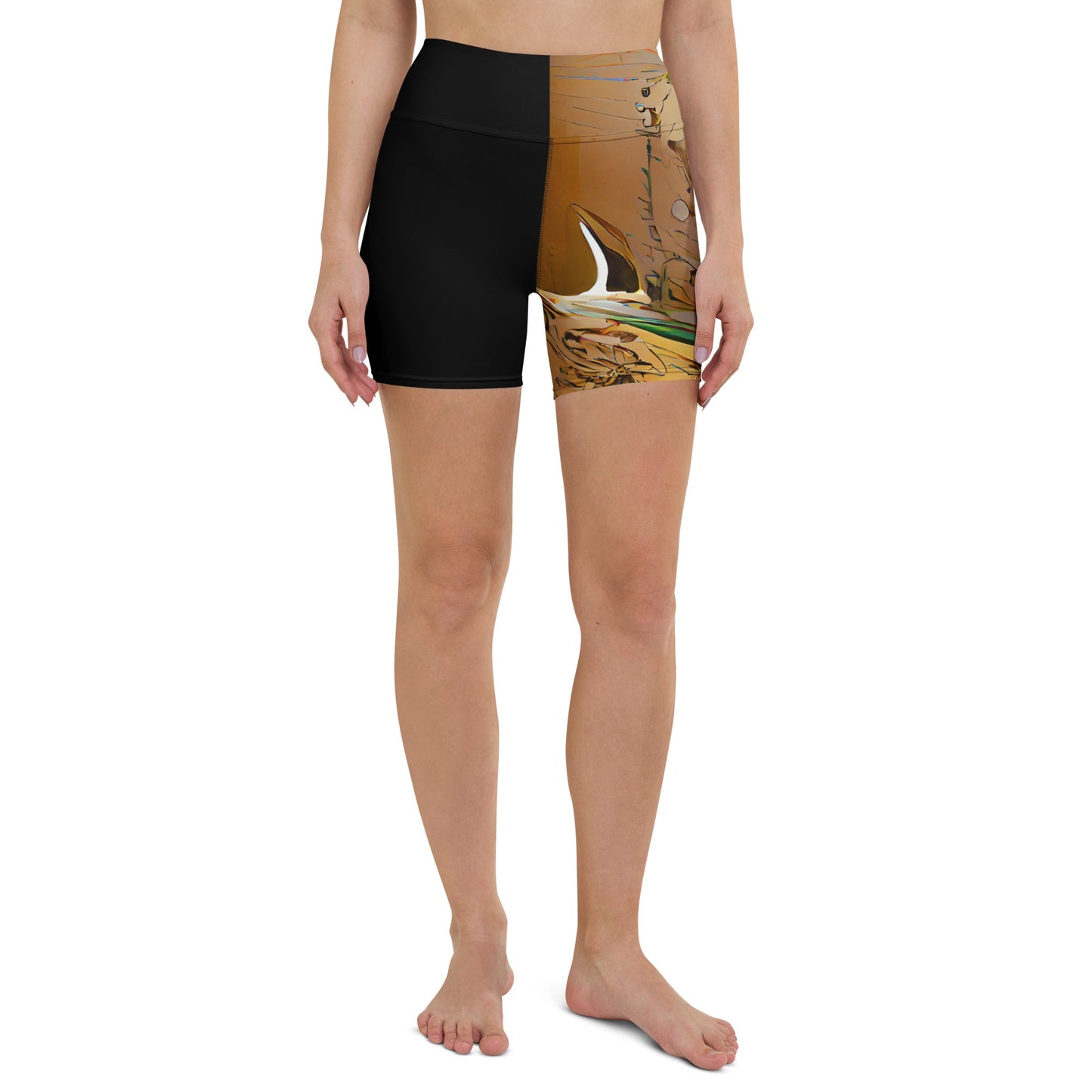 Half Black Half Gāolàng - Womens Yoga Shorts