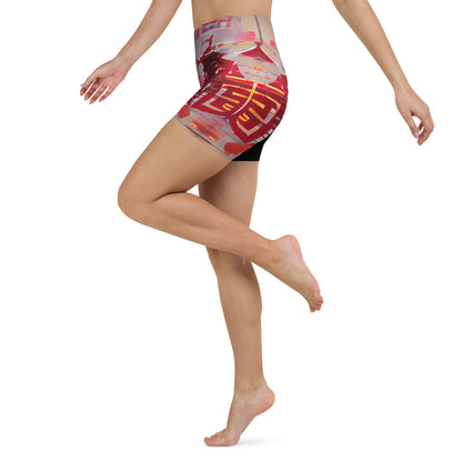 Half Black Half Báijiǔ - Womens Yoga Shorts