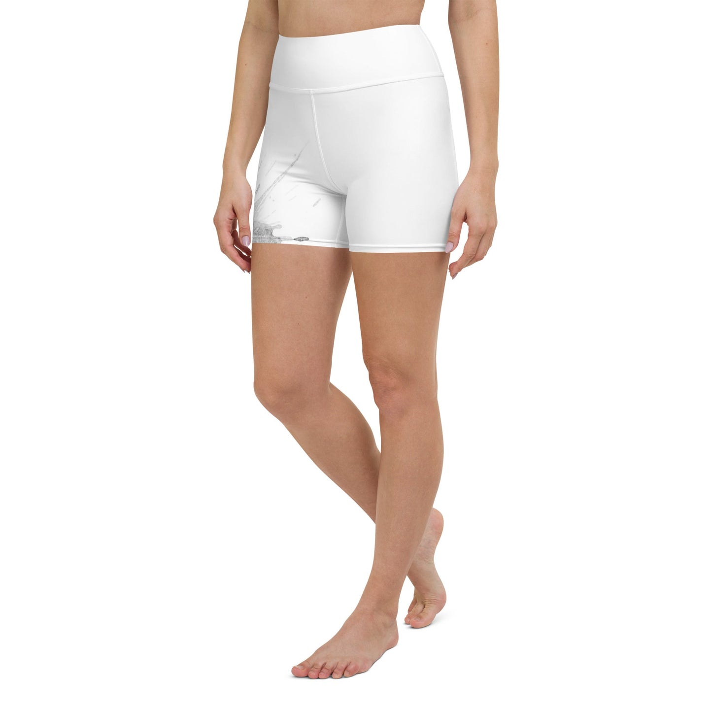 Watercolour Grey Splash - Womens Yoga Shorts