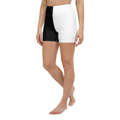 Half Black Half White - Womens Yoga Shorts