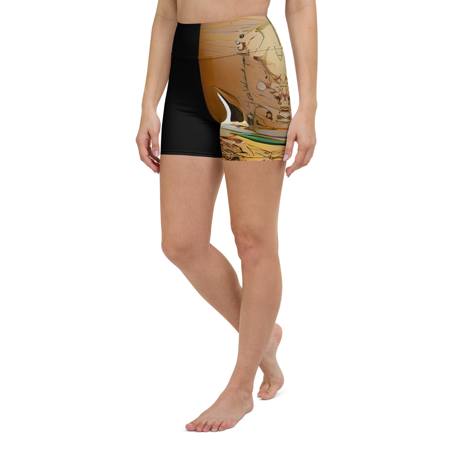 Half Black Half Gāolàng - Womens Yoga Shorts