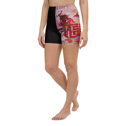 Half Black Half Báijiǔ - Womens Yoga Shorts