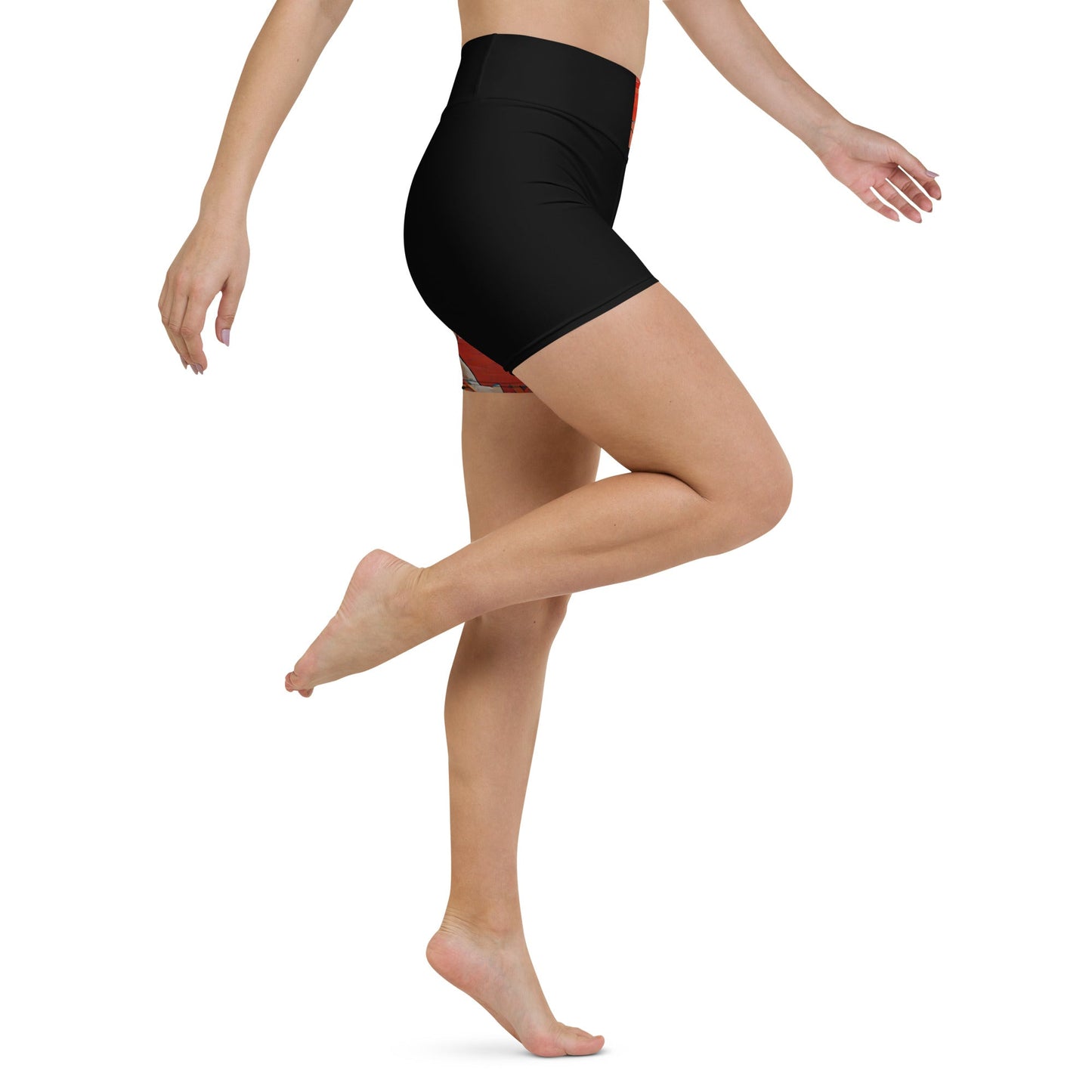 Half Black Half Hónghǎi - Womens Yoga Shorts