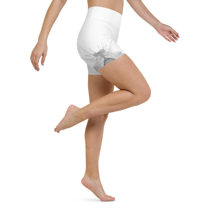 Watercolour Grey Splash - Womens Yoga Shorts