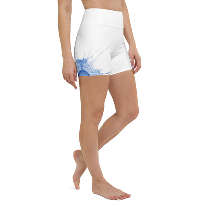 Watercolour Blue Splash - Womens Yoga Shorts