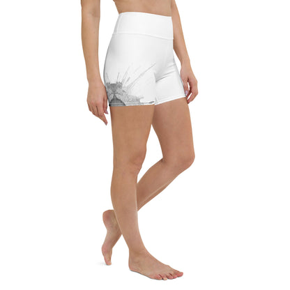 Watercolour Grey Splash - Womens Yoga Shorts